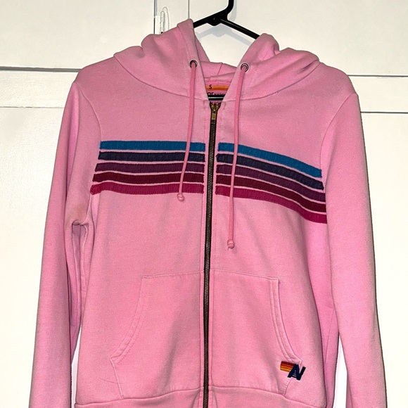 AVIATOR NATION 5-Stripe Hoodie in Neon Pink size S - Picture 10 of 12